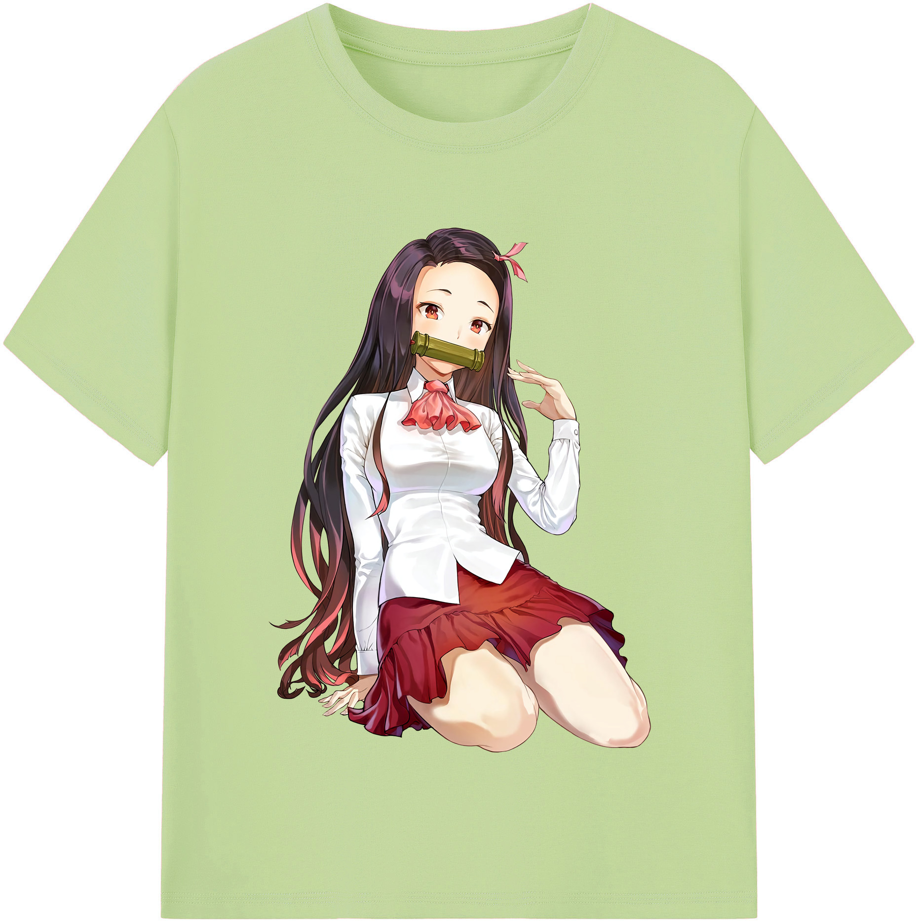 （画像用） 鬼滅の刃（きめつのやいば）竈門 禰󠄀豆子／かまど ねずこ Kamado Nezuko 綿100％半袖Tシャツ（フロントプリント）